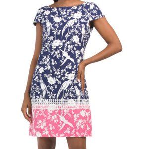 Eliza J Navy & Pink Print Sheath Dress